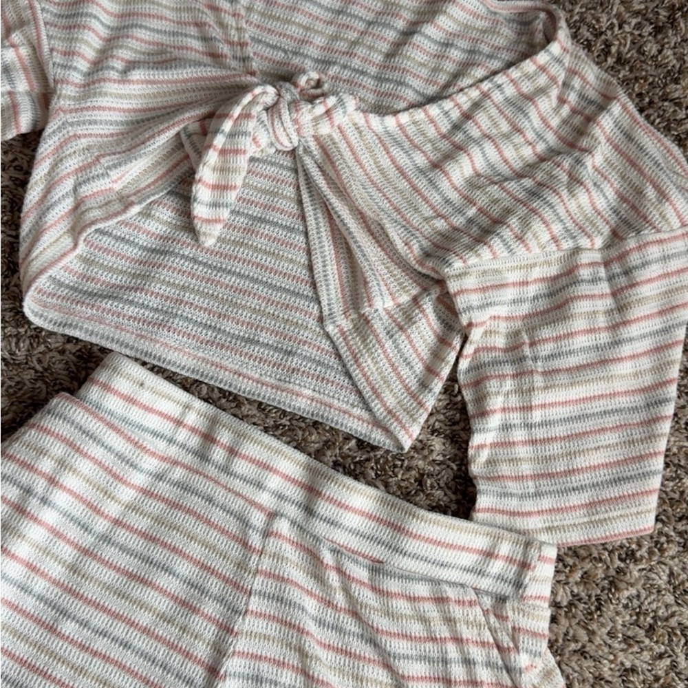 Striped Tie-Front Top and Short set